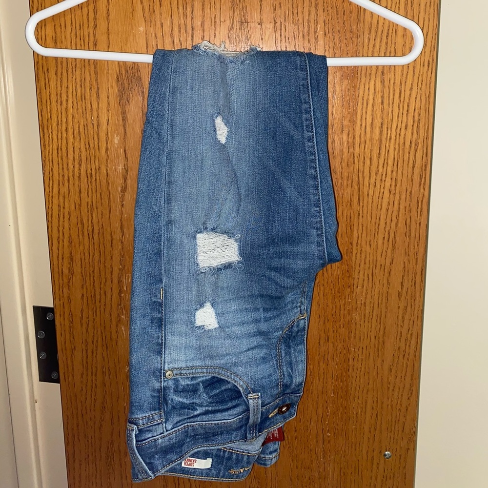 Low rise blue skinny jeans